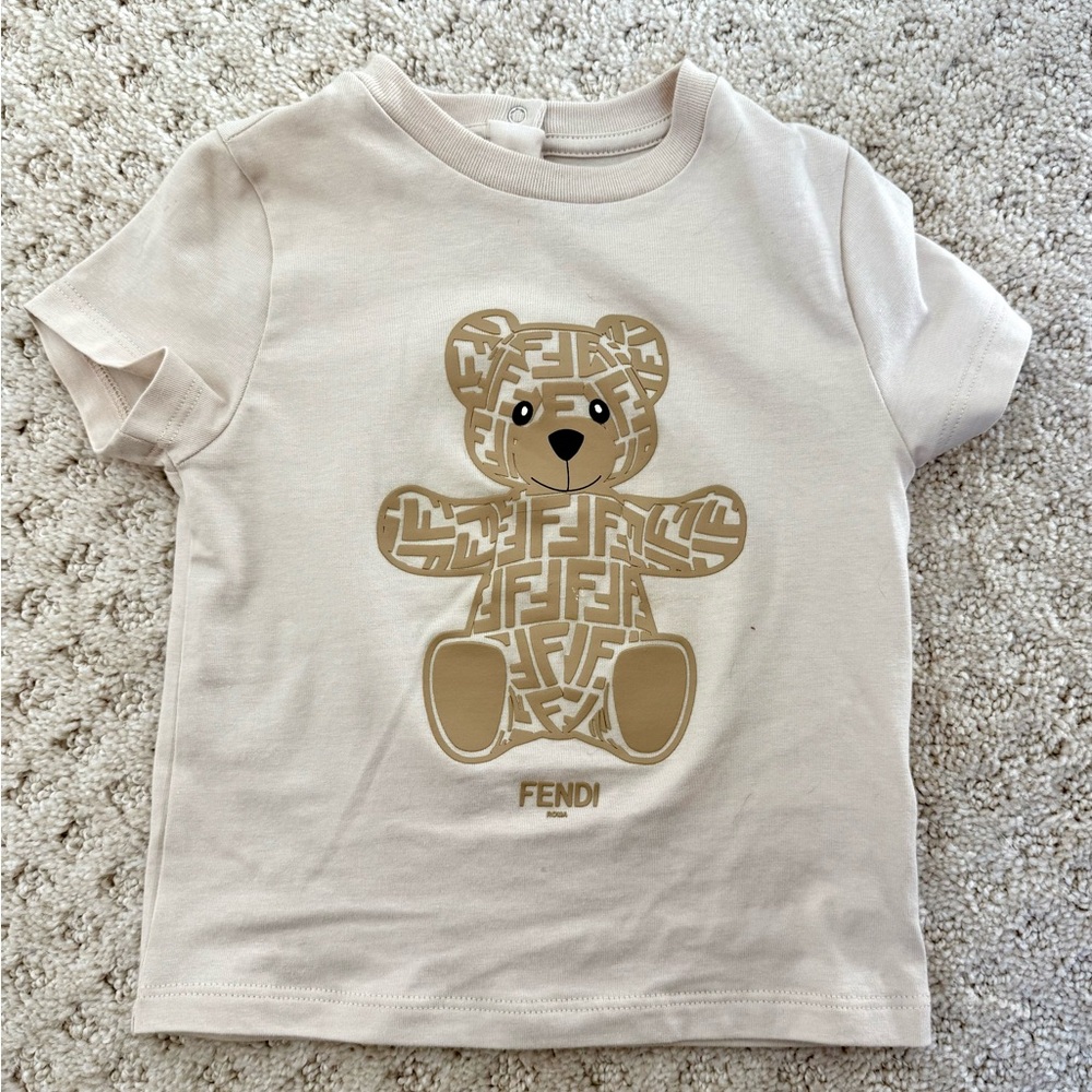 Fendi Kids Beige Graphic Tee